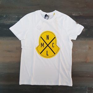 Moncler Men Logo Print White T-Shirt